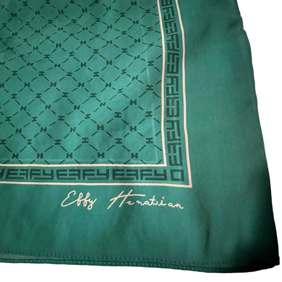 Effy Hematian Sheer Scarf Teal Turquoise Sheer Signature 18.5 x 58 - Picture 2 of 5